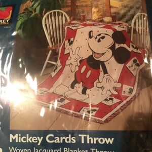Mickey Mouse Vintage cards vintage jacquard  blanket New in original packaging.